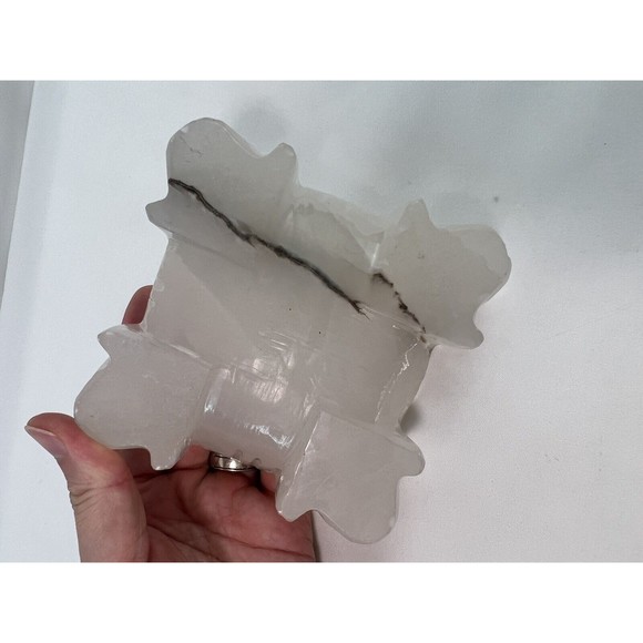 Alabaster Onyx Stone Ashtray Carved Faces Mexican Aztec Engraved 4 inch - Picture 6 of 7